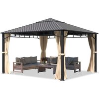 Gartenpavillon 4x4 m Stahldach Hardtop 4 Seitenteile in Champagner, Pfosten 9x9 cm von TOOLPORT