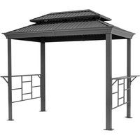 Grillpavillon 2,8x1,8 m mit Stahldach Wasserdicht UV-beständig inkl. 2 praktischen Seitenablagen in anthrazit - Toolport von TOOLPORT