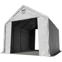 Lagerhalle Lagerzelt 5 x 10 m / Seitenhöhe 3m in grau Industriezelt mit feuersicherer PRIMEtex PVC Plane 2300 N von TOOLPORT