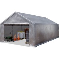 Lagerzelt 4x8 m Zelthalle Unterstand Zeltgarage pe Plane 350 n wasserdicht in grau - Toolport von TOOLPORT