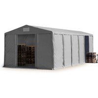Lagerzelt 8x12 m Zelthalle Industriezelt mit 3,6m Seitenhöhe PVC Plane 850 N grau 100% wasserdicht Ganzjahreszelt mit Schiebetor von TOOLPORT