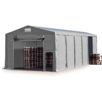 Lagerzelt 8x12 m Zelthalle Industriezelt mit Oberlicht 3,6m Seitenhöhe pvc Plane 850 n grau 100% wasserdicht mit Hochziehtor von TOOLPORT
