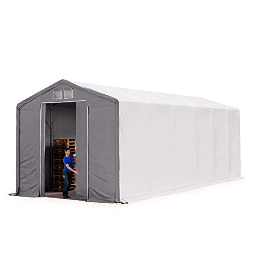 Lagerzelt Zelthalle 6x12 m mit Schiebetor - durchgehende robuste PRIMEtex PVC Plane 2300 N - Wasserdicht 4m Seitenhöhe von TOOLPORT