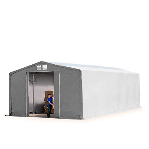 Lagerzelt Zelthalle Weidezelt 8x12x4 m mit Schiebetor - robuste PRIMEtex PVC Plane 2300 N - Wasserdicht mit OBERLICHT von TOOLPORT