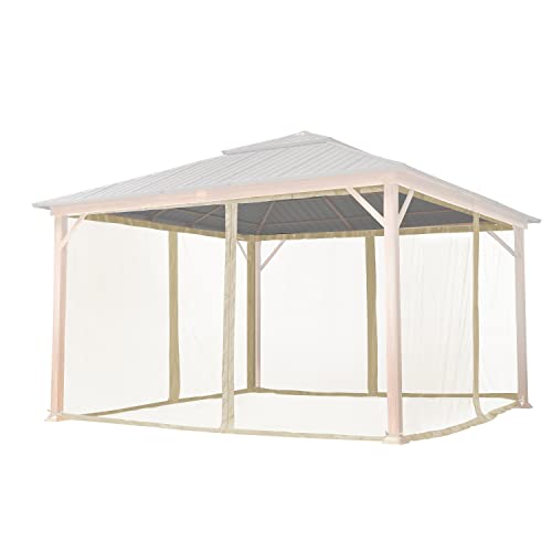 Moskitonetz für Gartenpavillon Forest Deluxe 4x4 m - Polyester - Insektengitter inkl. Haken, mit Reißverschluss - Champagner von TOOLPORT