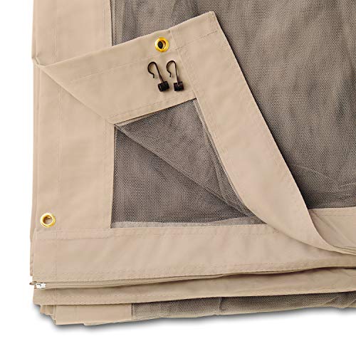 Moskitonetz für Gartenpavillon Rendezvous Deluxe 3x4 m - Polyester - Insektengitter inkl. Haken, mit Reißverschluss - Cappuccino von TOOLPORT