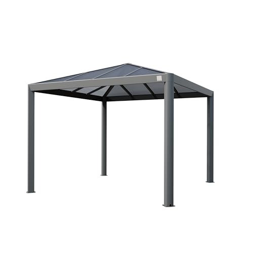 PRIMEYARD Gartenpavillon 3x3 m mit Polycarbonatdach - Hardtop Pavillon ohne Seitenteile von TOOLPORT