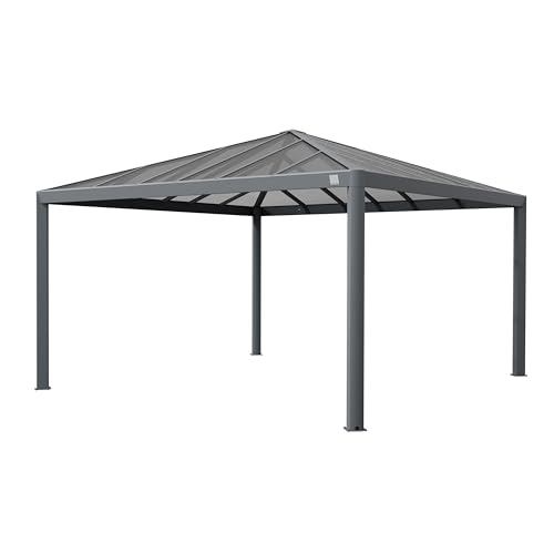 PRIMEYARD Gartenpavillon 4x4 m mit Polycarbonatdach - Hardtop Pavillon ohne Seitenteile von TOOLPORT