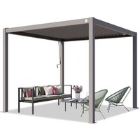 PRIMEYARD Pergola 3x3 m Aluminium-Pfosten mit Lamellendach aus Stahl graue Terrassenüberdachung von TOOLPORT
