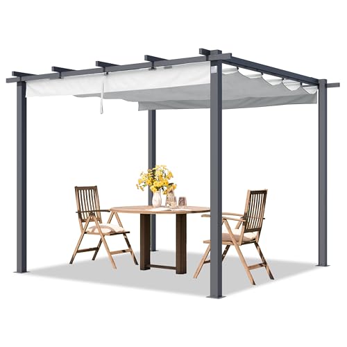 PRIMEYARD Pergola 3x3 m Terrassenüberdachung mit grauem Schiebedach Stahlrahmen von TOOLPORT
