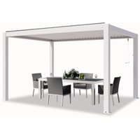 PRIMEYARD Pergola 3x4 m Aluminium Pfosten mit Lamellendach aus Aluminium weiße Terrassenüberdachung von TOOLPORT
