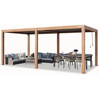 PRIMEYARD Pergola 3x6 m Aluminium Pfosten in Holzoptik mit Lamellendach aus Aluminium Terrassenüberdachung von TOOLPORT