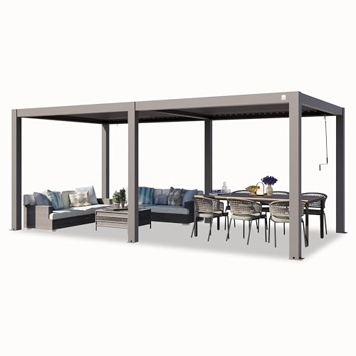 PRIMEYARD Pergola 3x6 m Aluminium Pfosten mit Lamellendach aus Aluminium graue Terrassenüberdachung von TOOLPORT