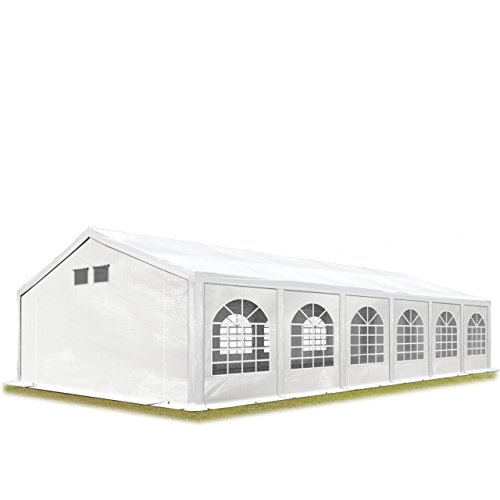 Partyzelt Festzelt 6x12 m in weiß Professional PE Plane 550 N Wasserdicht UV Schutz mit BODENRAHMEN Gartenzelt von TOOLPORT