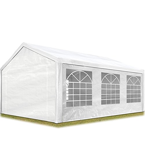 TOOLPORT Partyzelt Pavillon 3x6 m in weiß PE Plane 350 N Wasserdicht UV Schutz Festzelt Gartenzelt von TOOLPORT