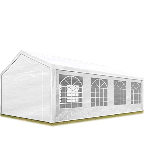 Partyzelt Pavillon 4x8 m in weiß PE Plane 350 N Wasserdicht UV Schutz Festzelt Gartenzelt von TOOLPORT