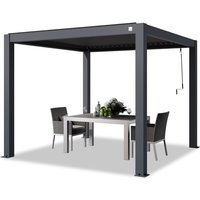 Primeyard Pergola 3x3 m Aluminium Pfosten mit Lamellendach aus Aluminium anthrazitfarbeneTerrassenüberdachung von TOOLPORT