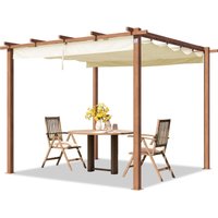 Primeyard Pergola 3x3 m Terrassenüberdachung mit Schiebedach Stahlrahmen in Holzoptik von TOOLPORT