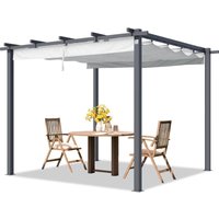 Primeyard Pergola 3x3 m Terrassenüberdachung mit grauem Schiebedach Stahlrahmen von TOOLPORT