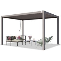 Primeyard Pergola 3x4 m Aluminium-Pfosten mit Lamellendach aus Stahl graue Terrassenüberdachung von TOOLPORT