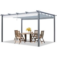 Primeyard Pergola 3x4 m Terrassenüberdachung mit grauem Schiebedach Stahlrahmen von TOOLPORT