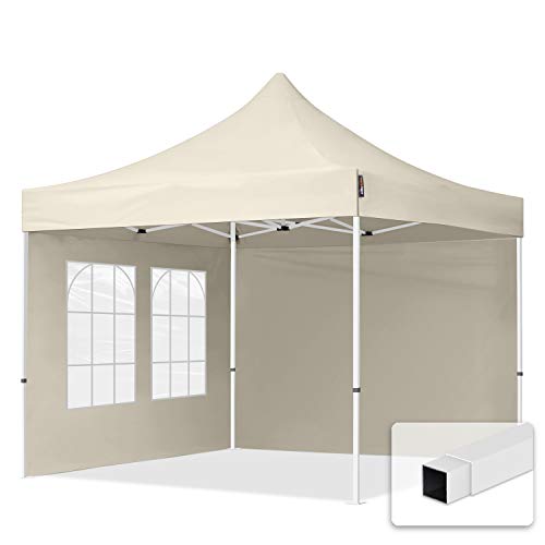 3x3m Pavillon Faltpavillon Klappzelt inkl. 2 Seitenteile Stahl Faltzelt Garten Partyzelt Creme von TOOLPORT