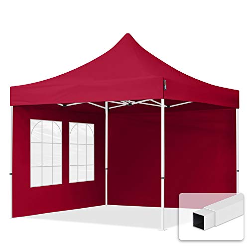 TOOLPORT 3x3m Pavillon Faltpavillon Klappzelt inkl. 2 Seitenteile Stahl Faltzelt Garten Partyzelt rot von TOOLPORT