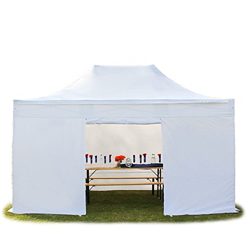 TOOLPORT 3x4,5 m Faltpavillon, Professional Alu 40mm, schwer entflammbar, Seitenteile ohne Fenster, weiß von TOOLPORT