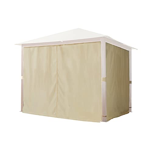 4 Seitenteile für Gartenpavillon Forest Premium 3x3 m - Polyester ca. 180 g/m² - mit Reißverschluss - Champagner von TOOLPORT