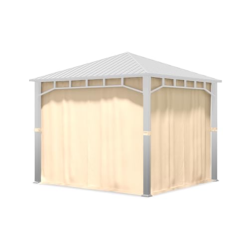 TOOLPORT 4 Seitenteile für Gartenpavillon Sunset Superior 3x3 m - Polyester ca. 180 g/m² - mit Reißverschluss - Champagner von TOOLPORT