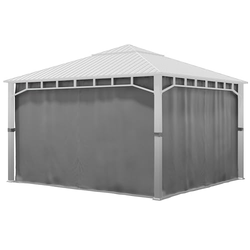 TOOLPORT 4 Seitenteile für Gartenpavillon Sunset Superior 4x4 m - Polyester ca. 180 g/m² - mit Reißverschluss - grau von TOOLPORT