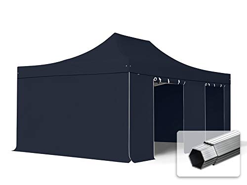 TOOLPORT ALU Pavillon Faltpavillon 4x6m ohne Fenster robust und wasserdicht Professional 50mm Partyzelt schwarz von TOOLPORT