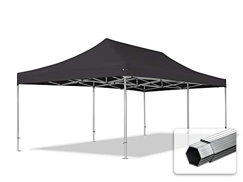 TOOLPORT ALU Pavillon Faltpavillon 4x8m ohne Seitenteile robust und wasserdicht Professional 50mm Partyzelt schwarz schwer entflammbar von TOOLPORT