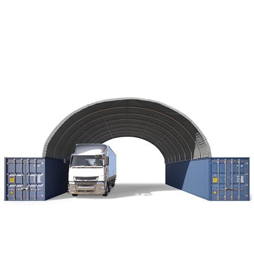 TOOLPORT Container Überdachung Contop 10x12m – PVC Plane 2300N grau – Lagerhalle Schüttgut Unterstand Zelthalle von TOOLPORT
