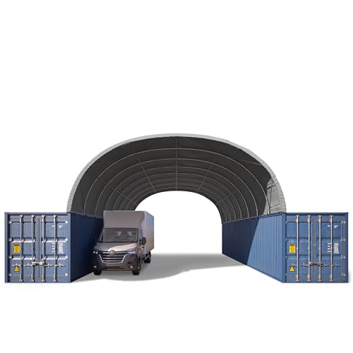 TOOLPORT Container Überdachung Contop 8x12m – PVC Plane 2300N grau – Lagerhalle Schüttgut Unterstand Zelthalle von TOOLPORT