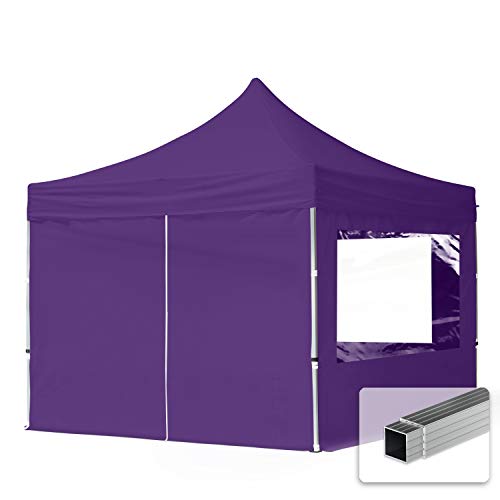 TOOLPORT Faltpavillon Faltzelt Pavillon 3x3m - 4 Seitenteile Aluminium 32mm Partyzelt 700N lila von TOOLPORT
