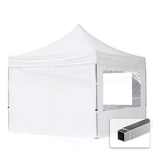 TOOLPORT Faltpavillon Faltzelt Pavillon 3x3m - 4 Seitenteile Aluminium 32mm Partyzelt 700N weiß von TOOLPORT