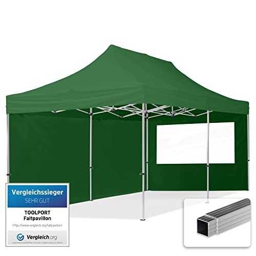 TOOLPORT Faltpavillon Faltzelt Pavillon 3x6m - 2 Seitenteile Aluminium 32mm Partyzelt 700N grün von TOOLPORT