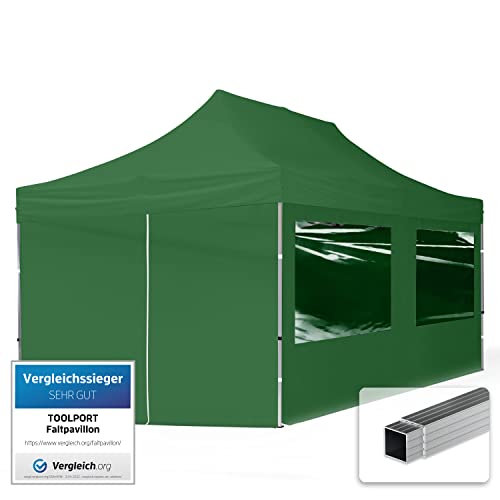 TOOLPORT Faltpavillon Faltzelt Pavillon 3x6m - 4 Seitenteile Aluminium 32mm Partyzelt 700N grün von TOOLPORT