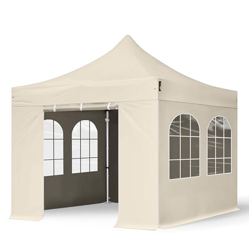 TOOLPORT Faltzelt Faltpavillon Professional 3x3 m mit 4 Seitenteilen - ALU Pavillon Partyzelt in Creme von TOOLPORT