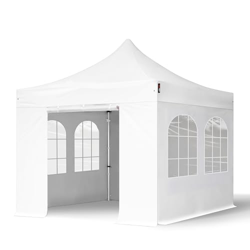 TOOLPORT Faltzelt Faltpavillon Professional 3x3 m mit 4 Seitenteilen - ALU Pavillon Partyzelt in weiß von TOOLPORT