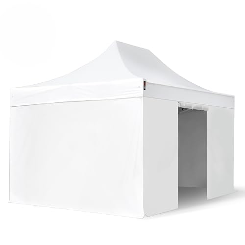 TOOLPORT Faltzelt Faltpavillon Professional 3x4,5 m mit 4 Seitenteilen (ohne Fenster) - ALU Pavillon Partyzelt weiß von TOOLPORT