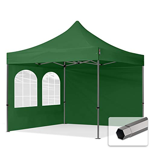 TOOLPORT Faltzelt Partyzelt 3x3m - mit 2 Seitenteilen Premium Dach Faltpavillon Pavillon grün von TOOLPORT