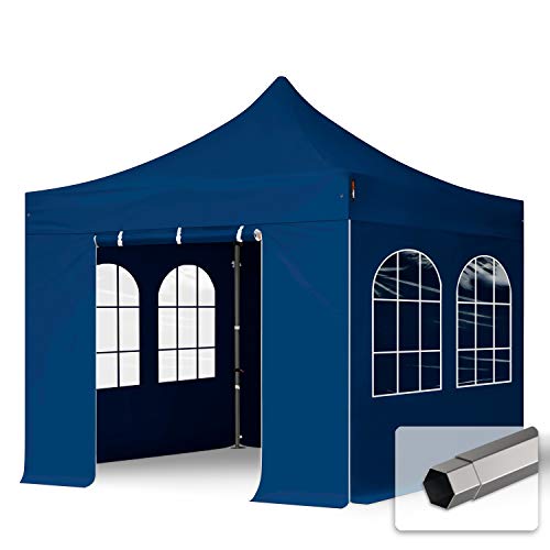 TOOLPORT Faltzelt Partyzelt 3x3m - mit 4 Seitenteilen Premium Dach Faltpavillon Pavillon blau von TOOLPORT