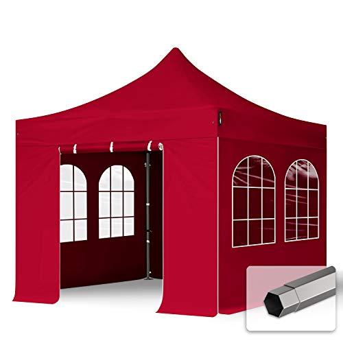 TOOLPORT Faltzelt Partyzelt 3x3m - mit 4 Seitenteilen Premium Dach Faltpavillon Pavillon rot von TOOLPORT