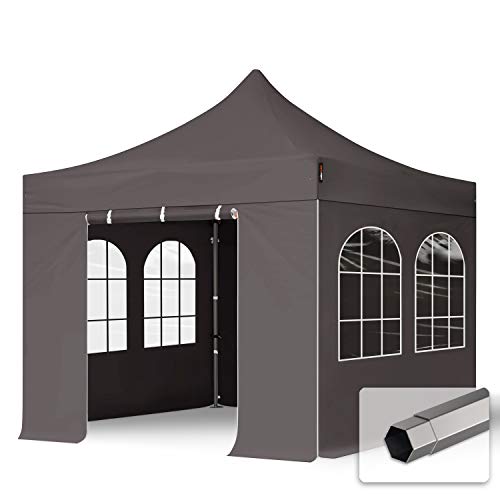 TOOLPORT Faltzelt Partyzelt 3x3m - mit 4 Seitenteilen Premium Dach Faltpavillon Pavillon dunkelgrau von TOOLPORT