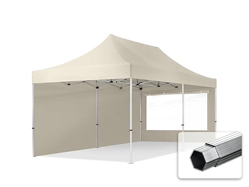TOOLPORT Faltzelt Professional 3x6 m - mit 2 Seitenteilen (Panoramafenster) Faltpavillon ALU Pavillon Partyzelt Creme von TOOLPORT