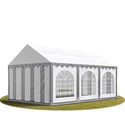 Festzelt Partyzelt 3x6 m Premium, hochwertige PVC Plane 750 N in grau-weiß 100% wasserdicht mit Bodenrahmen von TOOLPORT