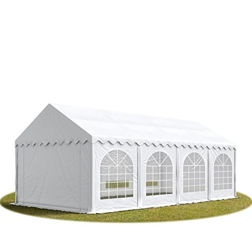 Festzelt Partyzelt 3x9 m Premium, hochwertige PVC Plane 750 N in weiß 100% wasserdicht mit Bodenrahmen von TOOLPORT