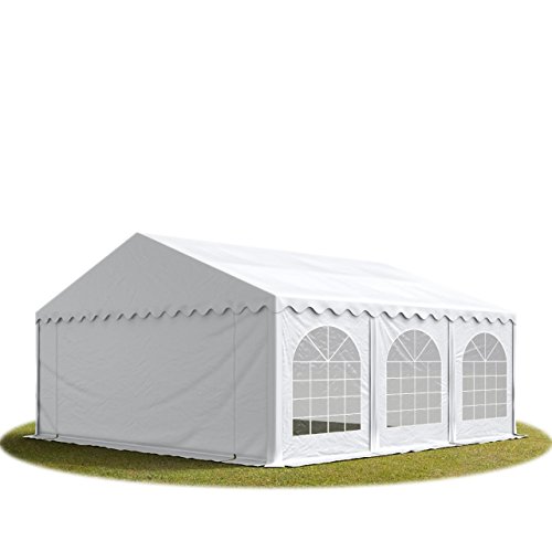 TOOLPORT Festzelt Partyzelt 6x6 m Premium, hochwertige PVC Plane 750 N in weiß 100% wasserdicht mit Bodenrahmen von TOOLPORT